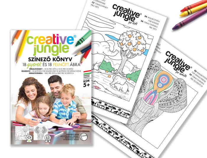 CSALÁDI CREATIVE JUNGLE GYERMEK ÉS FELNŐTT KIFESTŐ EGYBEN
