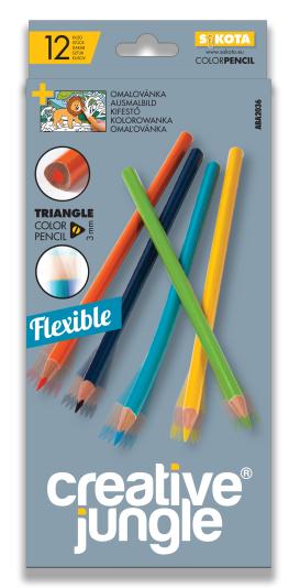 HAJLÉKONY 12 -ES 3SZÖG CREATIVE JUNGLE <br /> GREY <br /> -SZÍNESCERUZA <br />PLASZTIK
